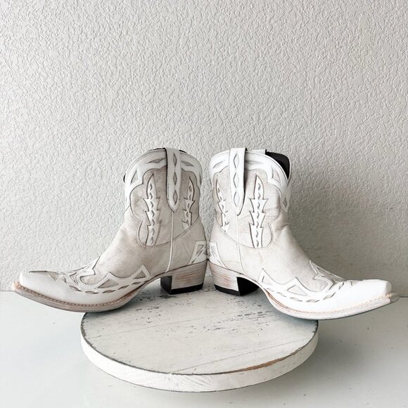 Lane CHASE THE WIND Womens Cowboy Bootie 9.5 Western Short White Cowgirl Boots - Picture 7 of 11